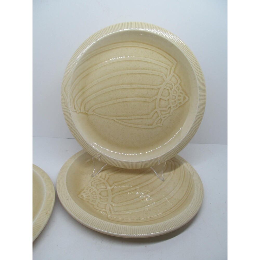 Franciscan Sea Sculptures Set Of 2 Conch & 1 Sea Urchin 10 5/8" Dinner Plates GC